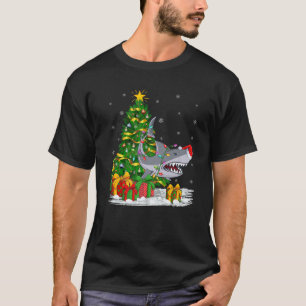 Funny Family Matching Santa Great White Shark Chri T-shirt