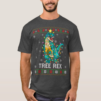 Funny Family Matching Xmas Ugly Dinosaur Kerstmis T-shirt