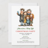 Funny Family Modern Holiday Party Invitation Kaart (Voorkant)