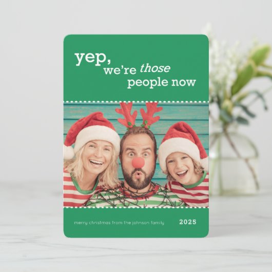 Funny Family Photo Christmas Card Feestdagenkaart (Staand voorkant)