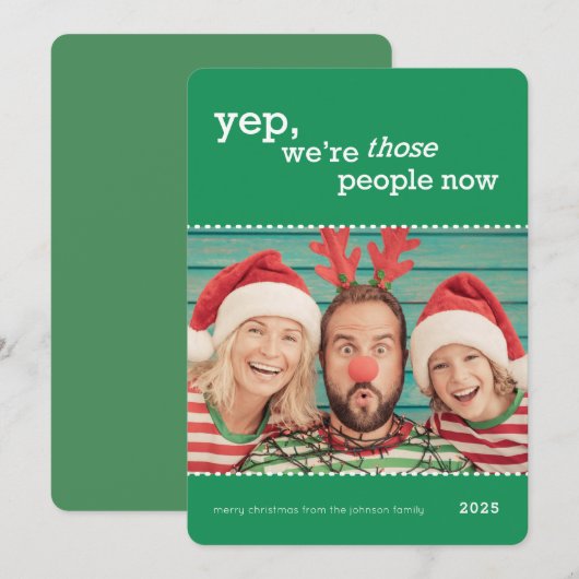 Funny Family Photo Christmas Card Feestdagenkaart (Voorkant / Achterkant)