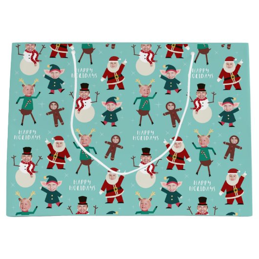 Funny Family Photo Holiday Gift Bag Groot Cadeauzakje (Voorkant)