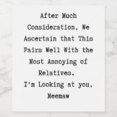 Funny Family Relatives kerstwijn Wijn Etiket (Enkel label)