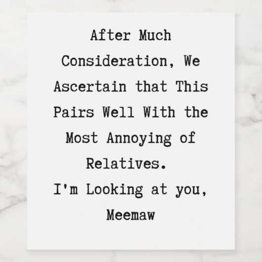 Funny Family Relatives kerstwijn Wijn Etiket (Enkel label)