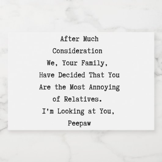 Funny Family Relatives kerstwijn Wine Label Sparkling Wijnetiket (Enkel label)