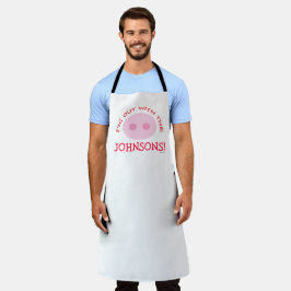 Funny Family Reunion BBQ Cartoon Pig Out Custom Schort