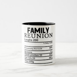 Funny Family Reunion Nutrition Facts Tweekleurige Koffiemok