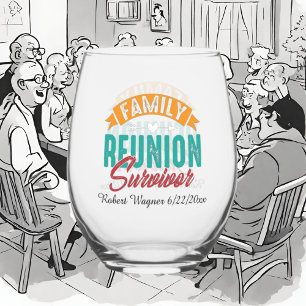 Funny Family Reunion overlevende voeg datum naam t Wijnglas Zonder Voet