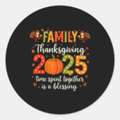 Funny Family Thanksgiving 2025 Shirt - Cute Pumpki Ronde Sticker (Voorkant)