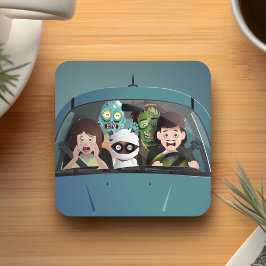 Funny Family Vacation Halloween Nightmare Kartonnen Onderzetters