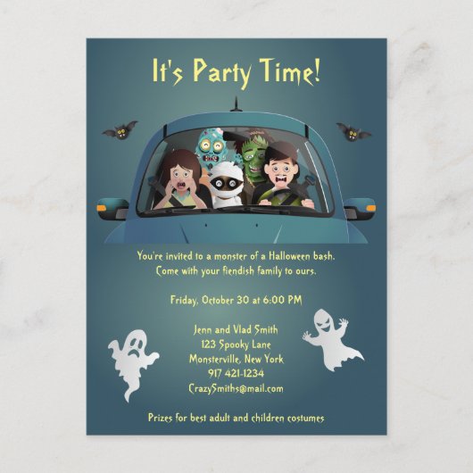 Funny Family Vacation Halloween Nightmare Uitnodiging Briefkaart (Voorkant)