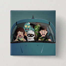 Funny Family Vacation Halloween Nightmare Vierkante Button 5,1 Cm