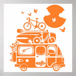 Funny family vakantion campervan poster