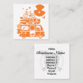 Funny family vakantion campervan vierkante visitekaartje (Voorkant / Achterkant)