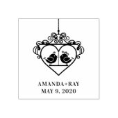 Funny Fancy Birds Cage Couple Wedding Rubberstempel (Afrduk)