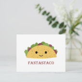 Funny Fantastaco Taco Pun Cute Kawaii Taco Feestdagenkaart (Staand voorkant)