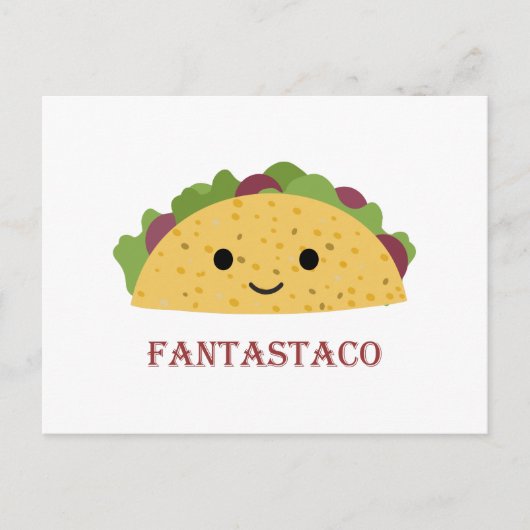 Funny Fantastaco Taco Pun Cute Kawaii Taco Feestdagenkaart (Voorkant)