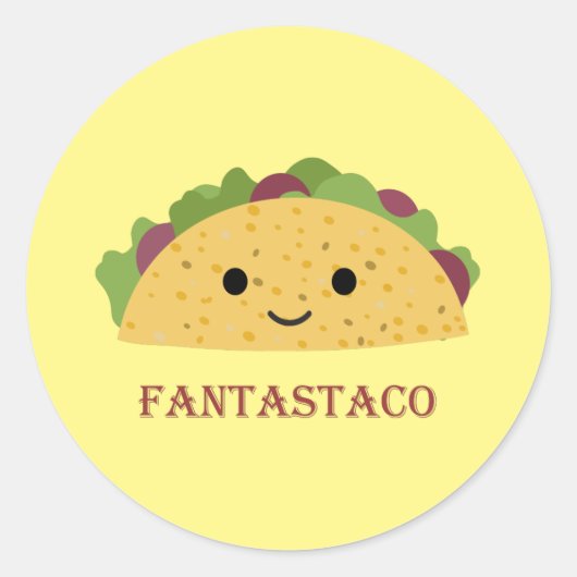 Funny Fantastaco Taco Pun Cute Kawaii Taco Ronde Sticker (Voorkant)