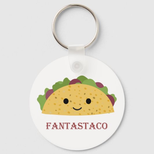 Funny Fantastaco Taco Pun Cute Kawaii Taco Sleutelhanger (Voorkant)