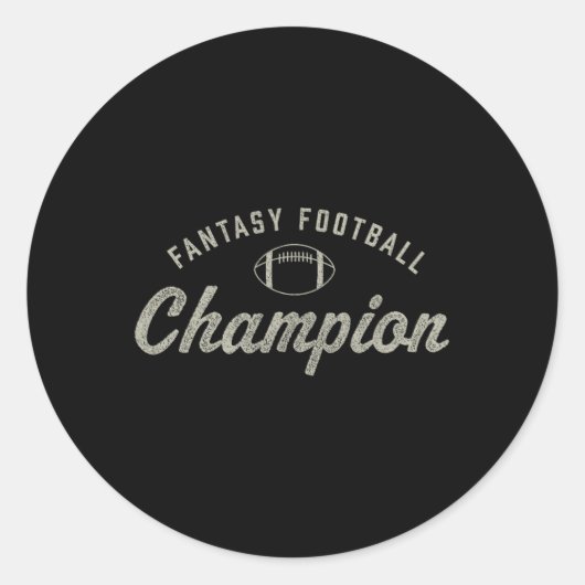 Funny Fantasy Football Champion Draft Day Seizoen Ronde Sticker (Voorkant)