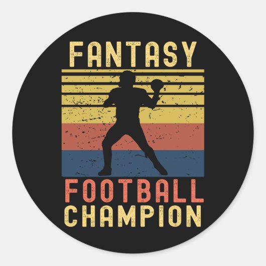 Funny Fantasy Football Champion Draft Ronde Sticker (Voorkant)