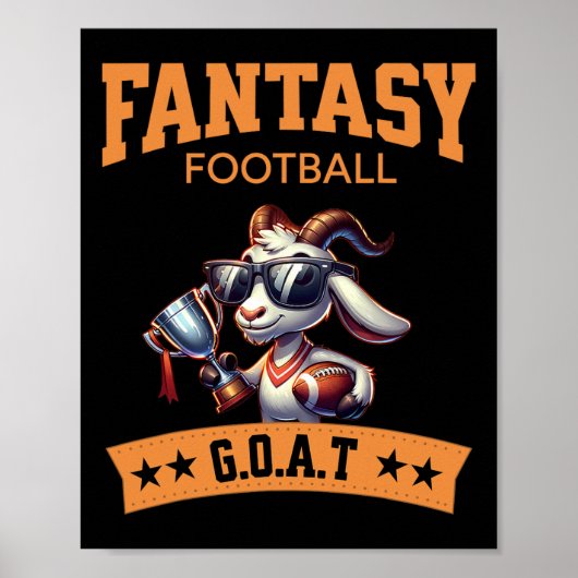 Funny Fantasy Football Champion Goat Poster (Voorkant)