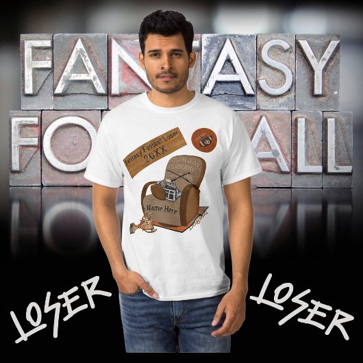 Funny Fantasy Football Loser Shirt gepersonaliseer