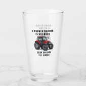 Funny Faring Quote Tractor Hard Work Glas (Achterkant)
