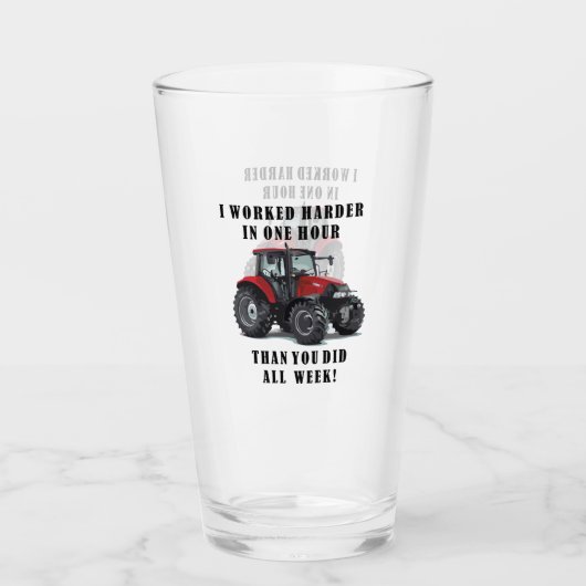 Funny Faring Quote Tractor Hard Work Glas (Voorkant)