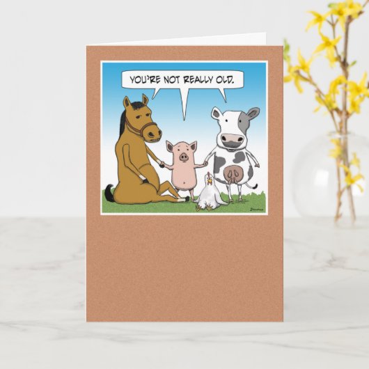 Funny Farm Animals Birthday Kaart (Gele Bloem)