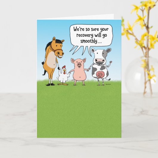 Funny Farm Animals krijgen het goed Kaart (Gele Bloem)