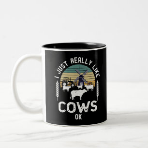 Funny Farmer Gift Idea, Cow Lover Cadeau Tweekleurige Koffiemok