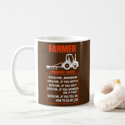 Funny Farmer Hourly Rate Farming Koffiemok (Met donut)