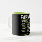 Funny Farmer Hourly Rate Two-Tone Coffee Mok (Voorkant links)