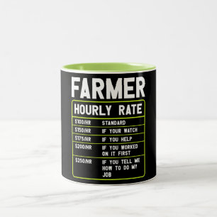 Funny Farmer Hourly Rate Two-Tone Coffee Mok