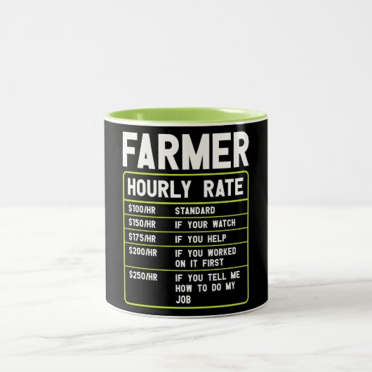 Funny Farmer Hourly Rate Two-Tone Coffee Mok (Center)