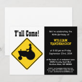 Funny Farmer op Tractor Birthday Party Kaart (Voorkant / Achterkant)