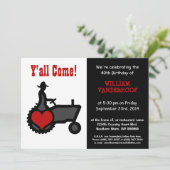 Funny Farmer op Tractor Birthday Party Kaart (Staand voorkant)