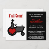 Funny Farmer op Tractor Birthday Party Kaart (Voorkant / Achterkant)