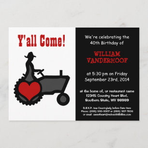 Funny Farmer op Tractor Birthday Party Kaart