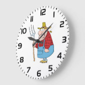 Funny Farmer Pitchfork Overalls and Straw Hat Grote Klok (Hoek)