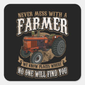 Funny Farmer Vierkante Sticker (Voorkant)