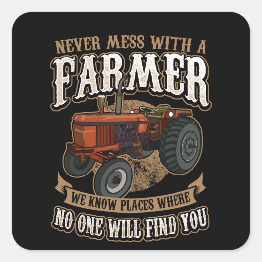 Funny Farmer Vierkante Sticker (Voorkant)