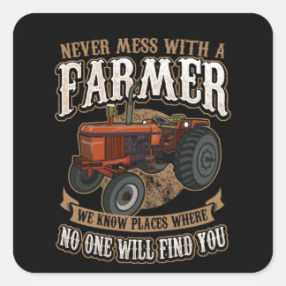 Funny Farmer Vierkante Sticker