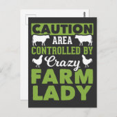 Funny Farming Wife Crazy Boerderij Lady Briefkaart (Voorkant / Achterkant)