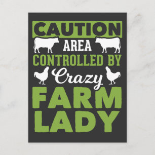 Funny Farming Wife Crazy Boerderij Lady Briefkaart