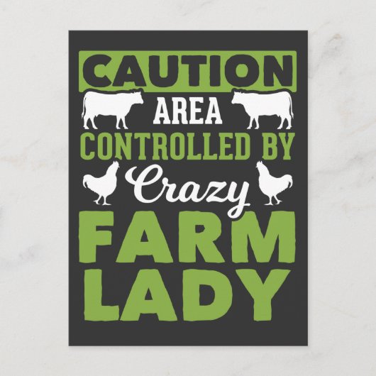 Funny Farming Wife Crazy Boerderij Lady Briefkaart (Voorkant)