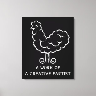 Funny Fart Rooster Cool Crazy Chicken Graphic Joke Canvas Afdruk