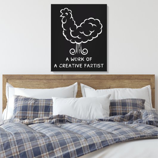 Funny Fart Rooster Cool Crazy Chicken Graphic Joke Canvas Afdruk (Insitu (Slaapkamer))