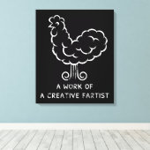 Funny Fart Rooster Cool Crazy Chicken Graphic Joke Canvas Afdruk (Insitu (Houten vloer))
